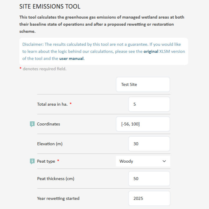 Site Emissions Tool